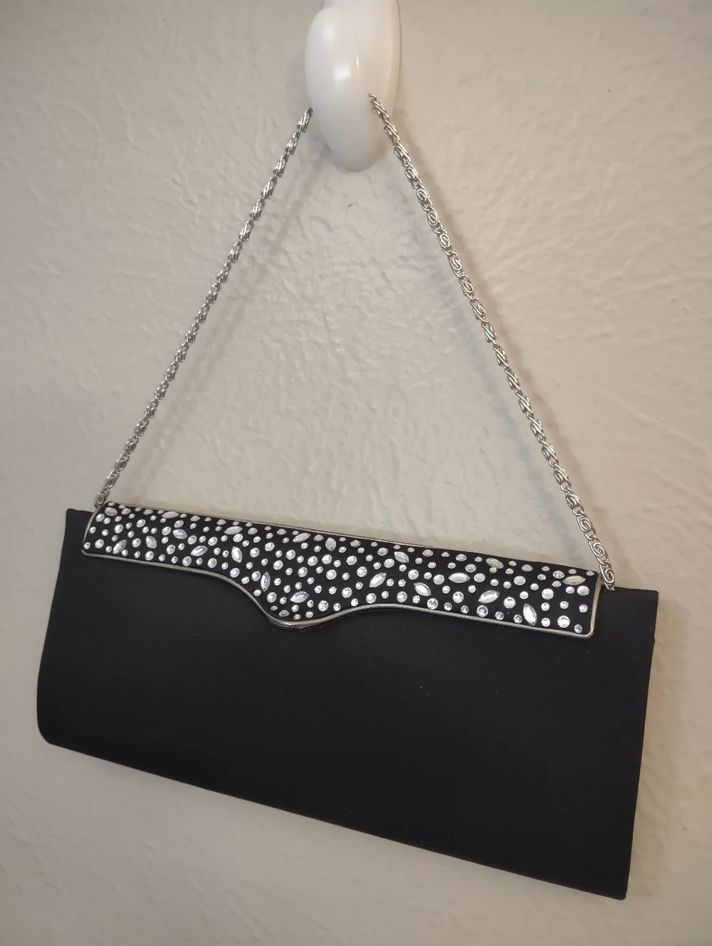 Kate Landry Crystal Embellished Satin Evening Clutch